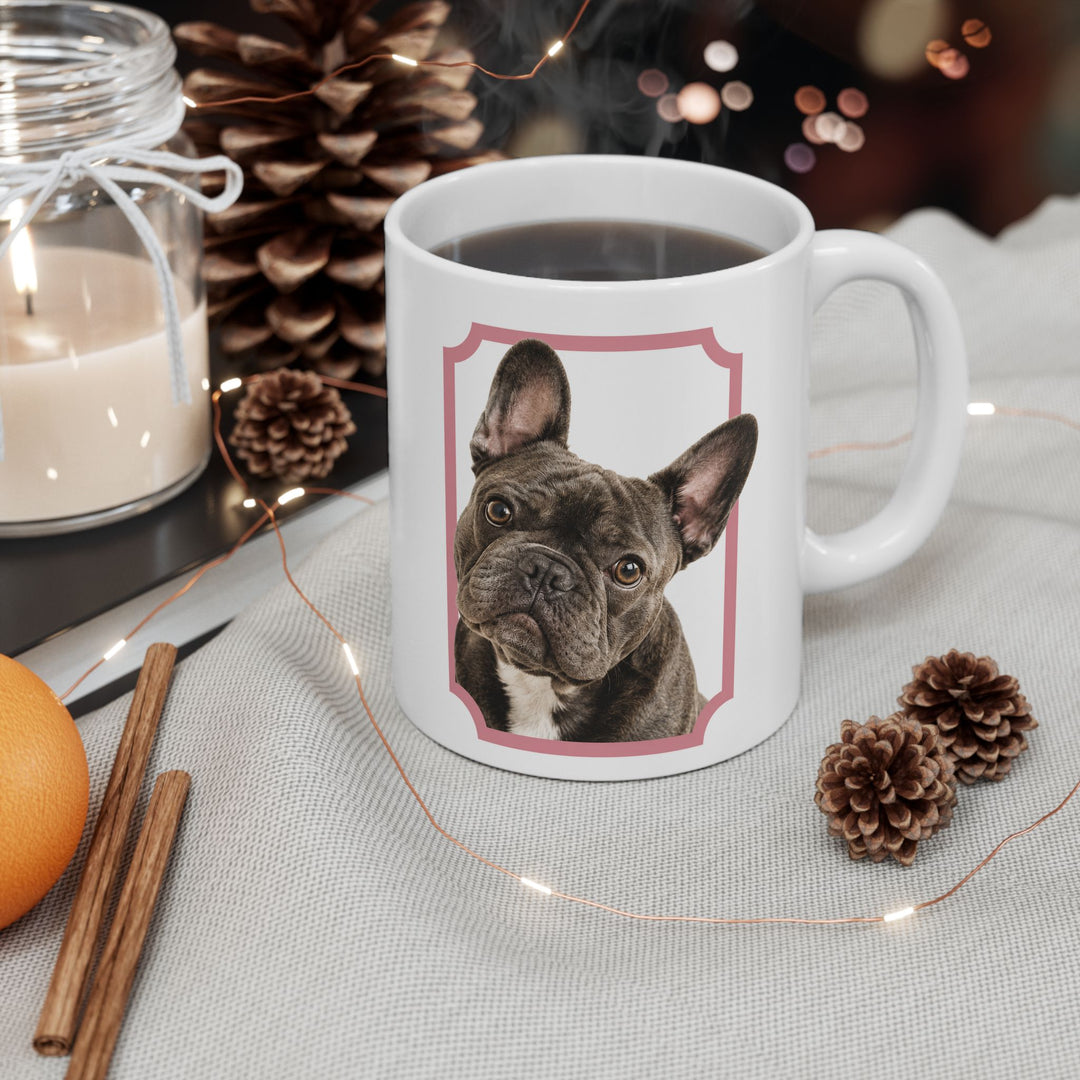 Custom Framed Pet Portrait Mug – Personalized Ceramic Cup