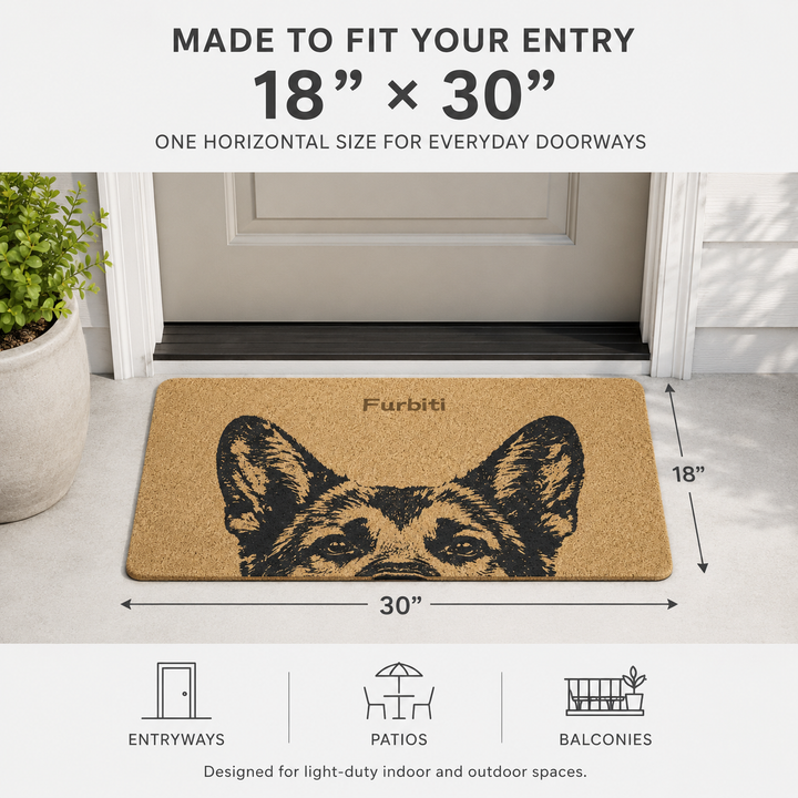 18 by 30 inch tan line art pet doormat size guide for home entryways