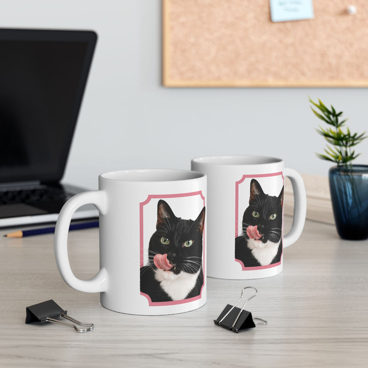 Custom Framed Pet Portrait Mug – Personalized Ceramic Cup