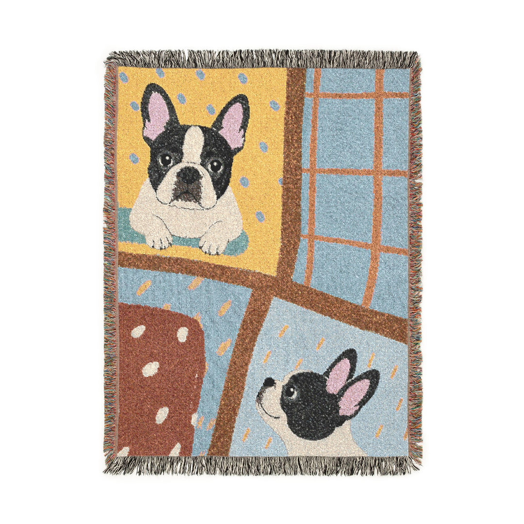 Custom Patchwork Pet Woven Blanket – Personalized Cotton Throw