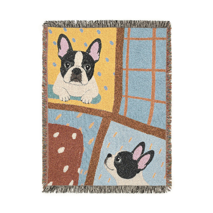 Custom Patchwork Pet Woven Blanket – Personalized Cotton Throw