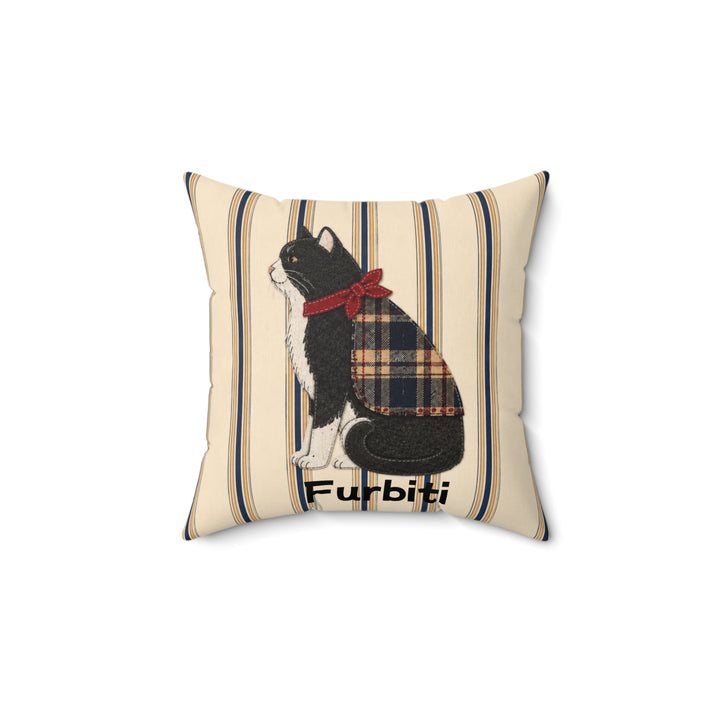 Custom Plaid Pet Portrait Pillow – Personalized Cushion