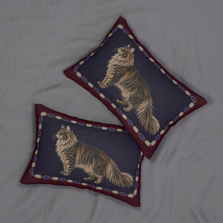 Custom Vintage Pet Portrait Lumbar Pillow – Personalized 20" × 14" Cushion