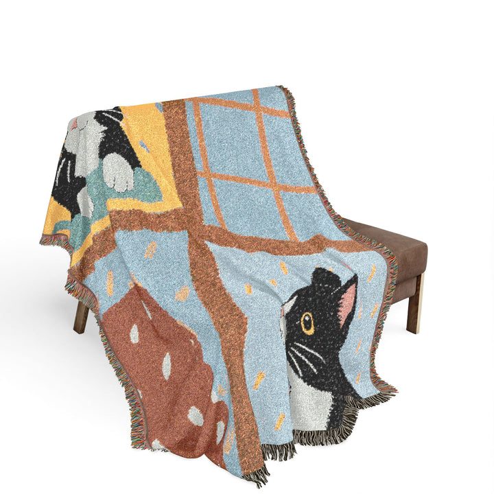 Custom Patchwork Pet Woven Blanket – Personalized Cotton Throw