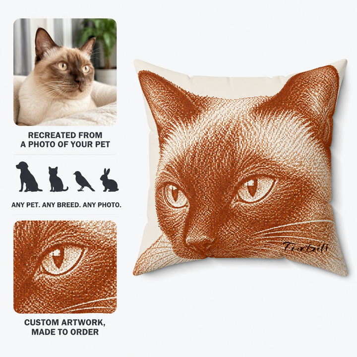 Custom Copper Line Art Pet Pillow – Personalized Square Cushion
