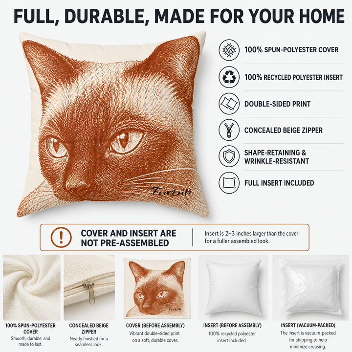 Custom Copper Line Art Pet Pillow – Personalized Square Cushion