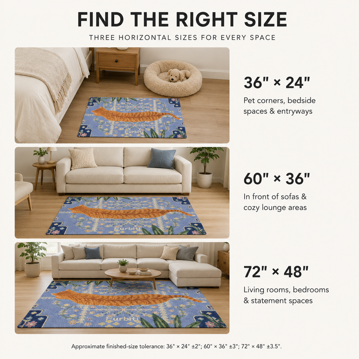 Custom Ornamental Pet Portrait Area Rug – Vintage Blue Tile