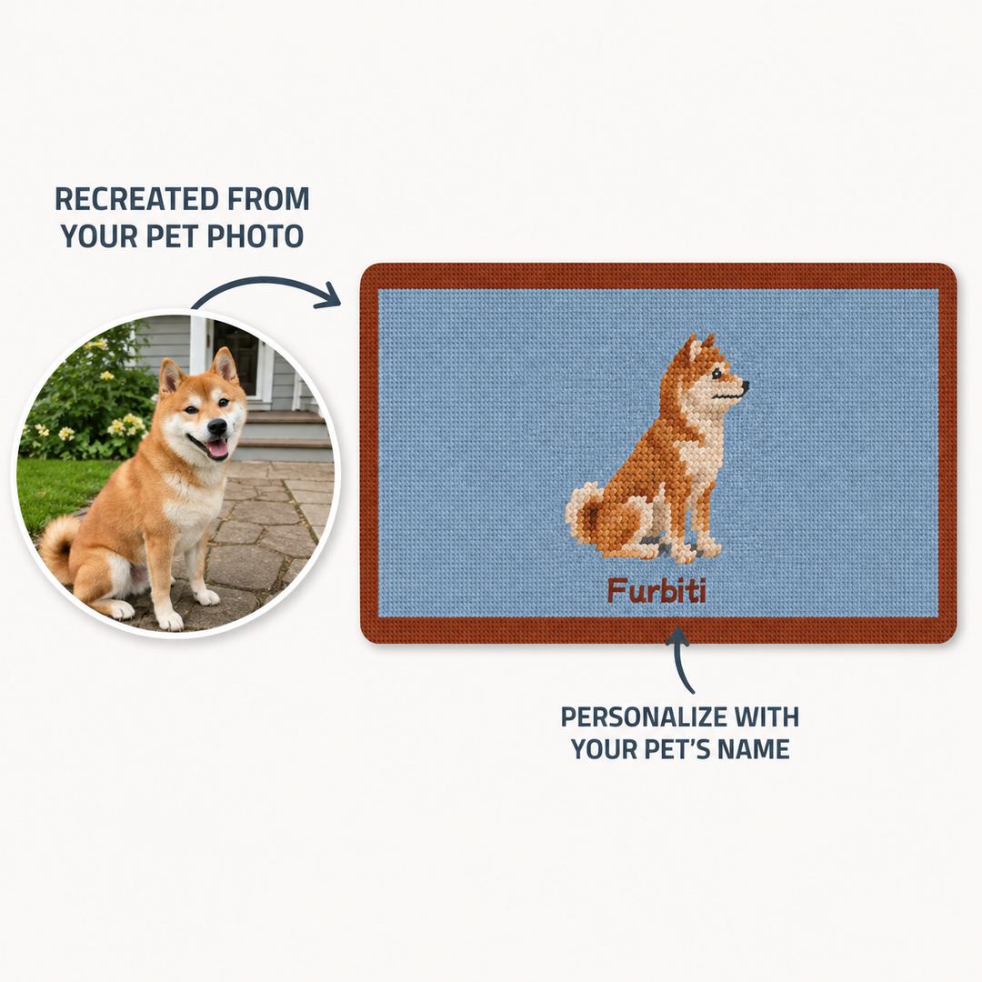 Custom Pet Portrait Doormat – Personalized 18" × 30" Entry Mat
