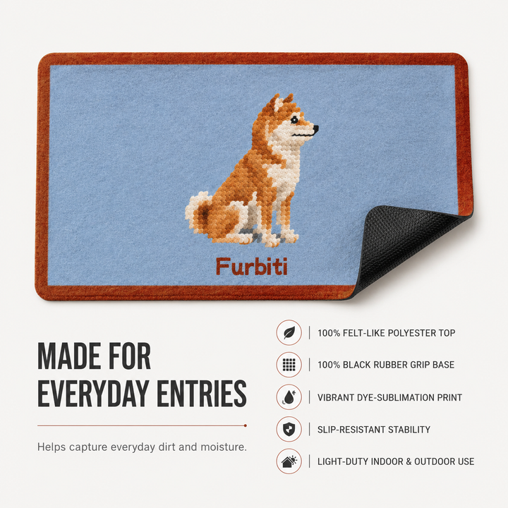 Custom Pet Portrait Doormat – Personalized 18" × 30" Entry Mat