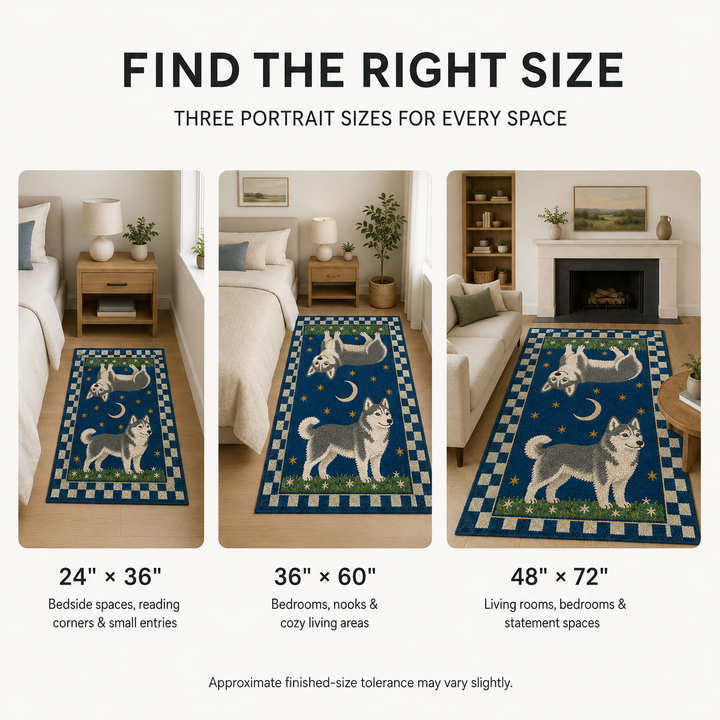 Custom Celestial Pet Portrait Area Rug – Moon & Stars Design
