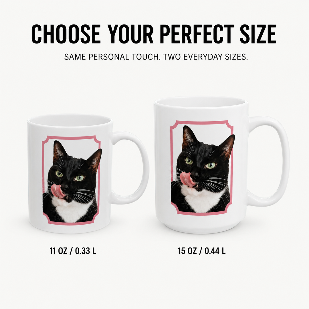 Custom Framed Pet Portrait Mug – Personalized Ceramic Cup