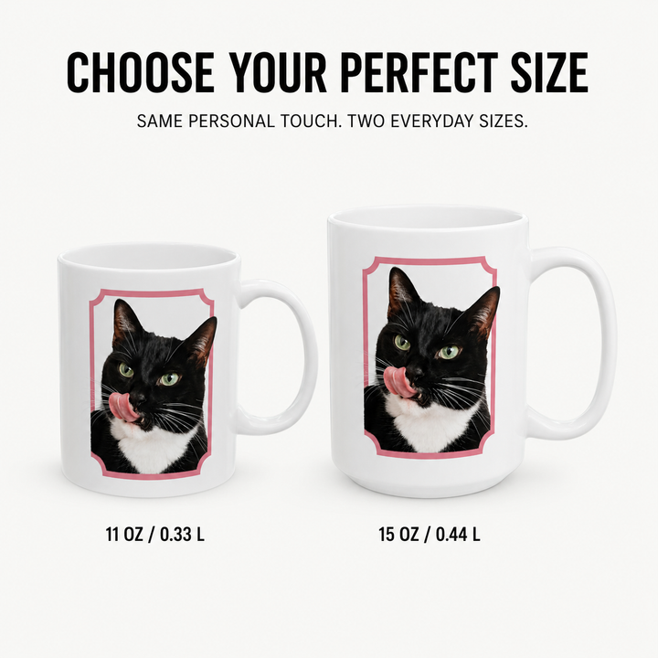 Custom Framed Pet Portrait Mug – Personalized Ceramic Cup