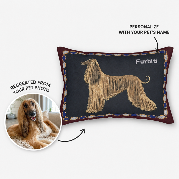 Custom Vintage Pet Portrait Lumbar Pillow – Personalized 20" × 14" Cushion