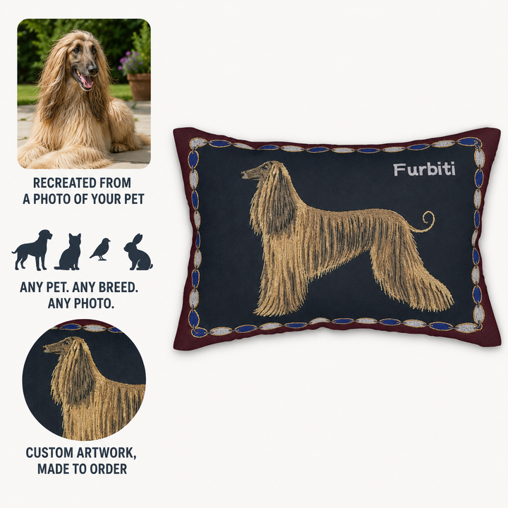 Custom Vintage Pet Portrait Lumbar Pillow – Personalized 20" × 14" Cushion