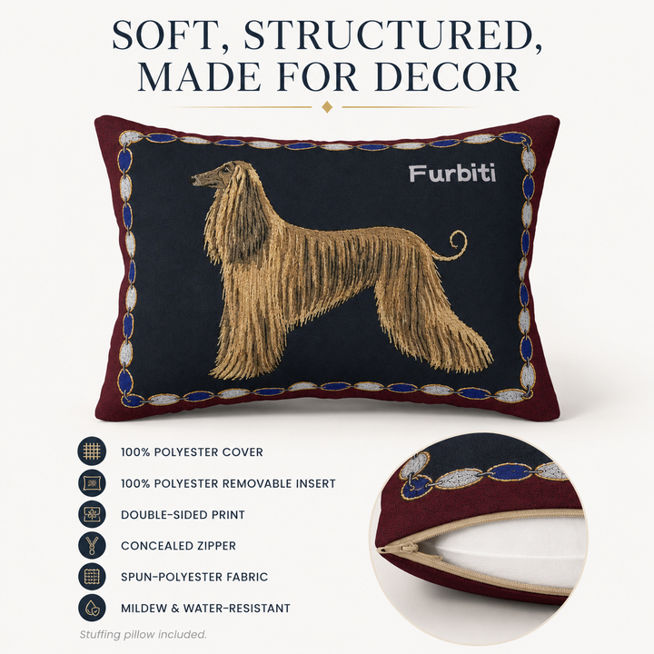 Custom Vintage Pet Portrait Lumbar Pillow – Personalized 20" × 14" Cushion