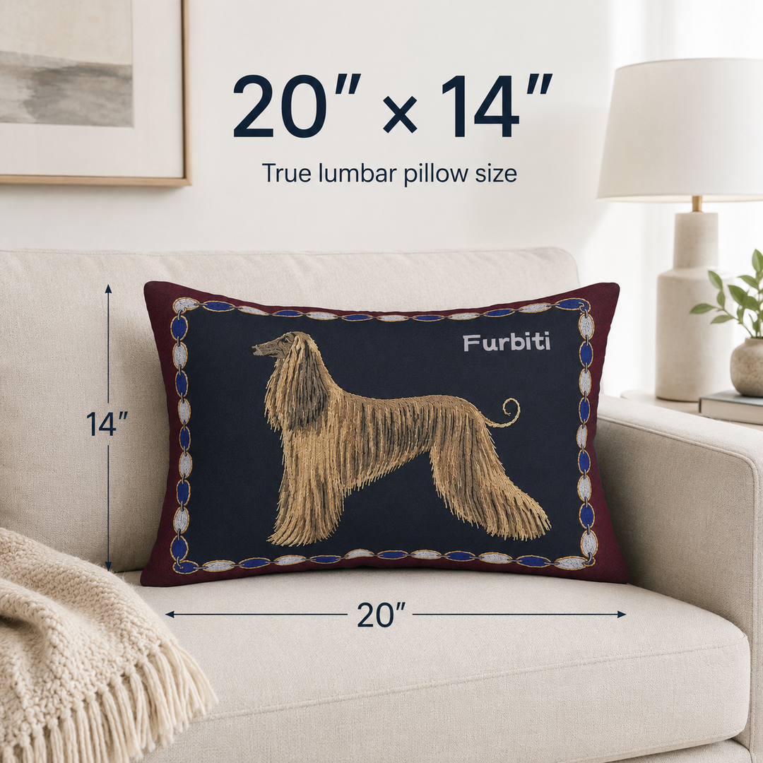 Custom Vintage Pet Portrait Lumbar Pillow – Personalized 20" × 14" Cushion