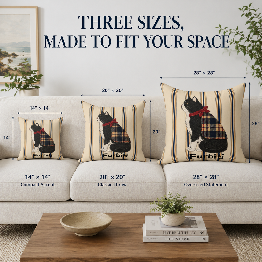 Custom Plaid Pet Portrait Pillow – Personalized Cushion