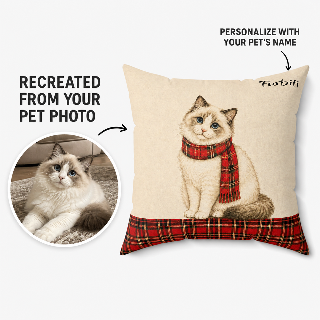 Custom Tartan Scarf Pet Pillow – Personalized Square Cushion