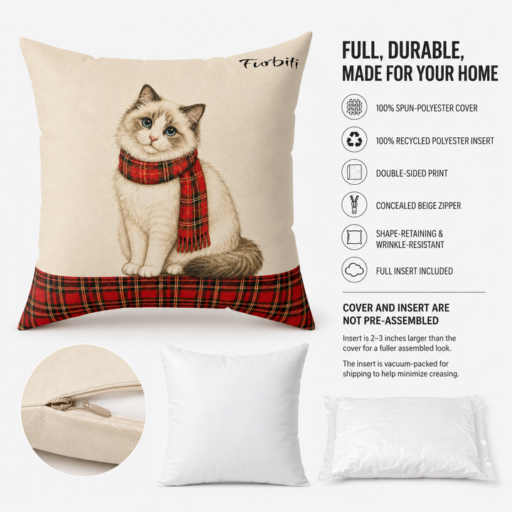 Custom Tartan Scarf Pet Pillow – Personalized Square Cushion