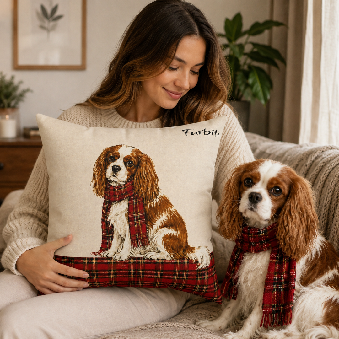 Custom Tartan Scarf Pet Pillow – Personalized Square Cushion