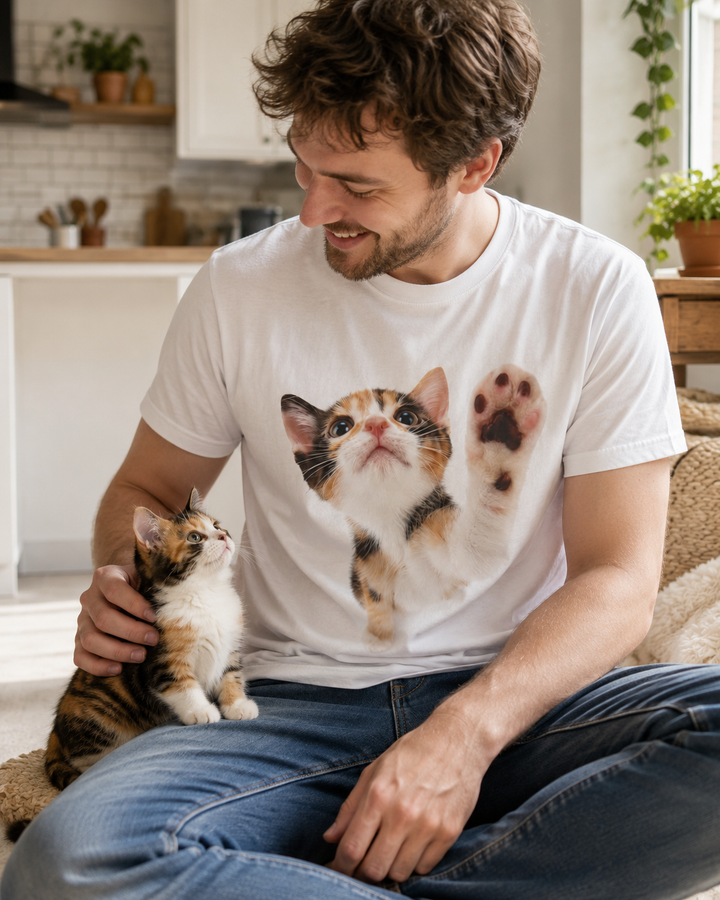 Reaching Paw Cat Graphic Tee | Funny Cat Lover T-Shirt