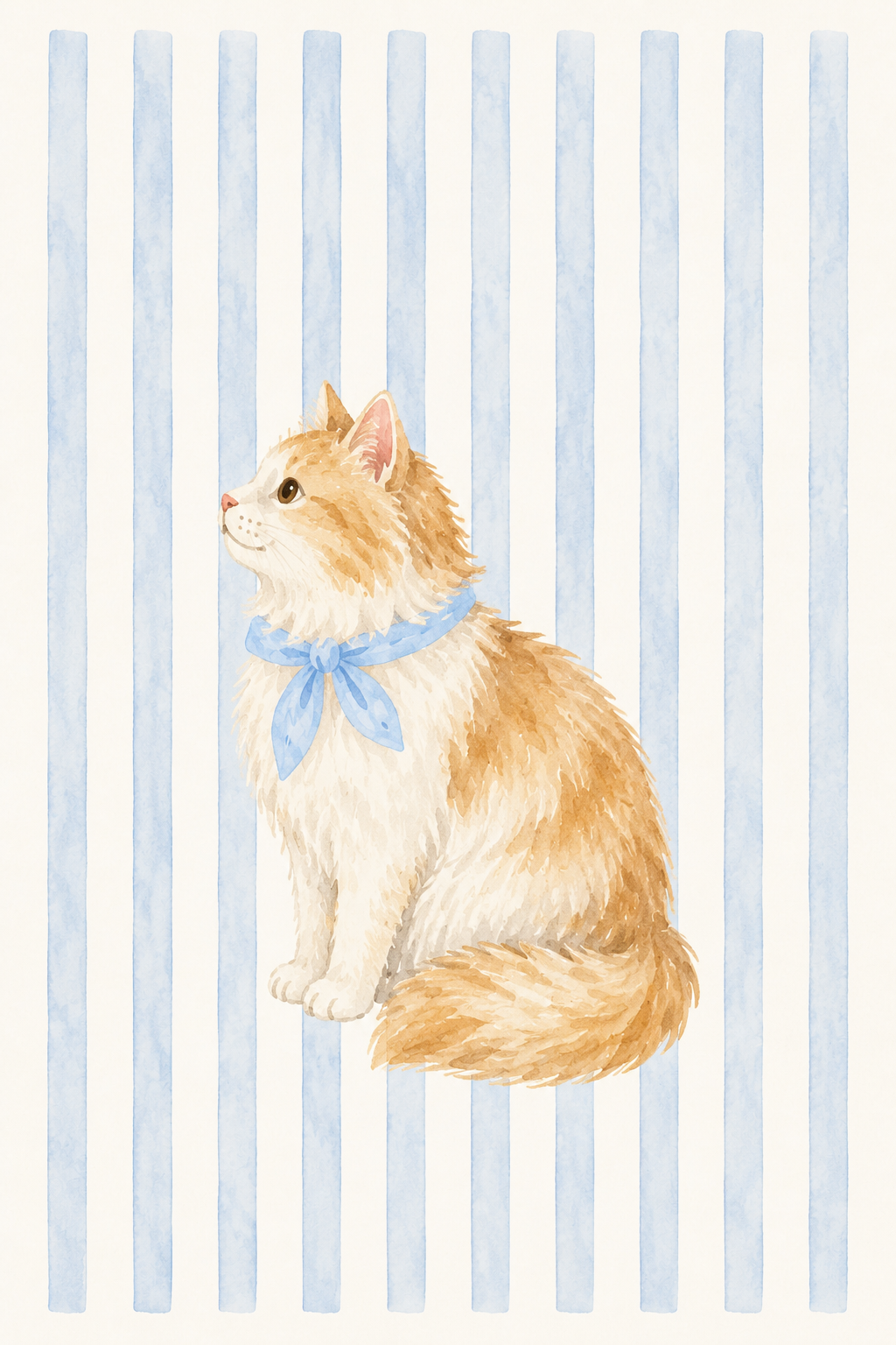 Custom Pet Portrait Velveteen Blanket – Blue Stripe