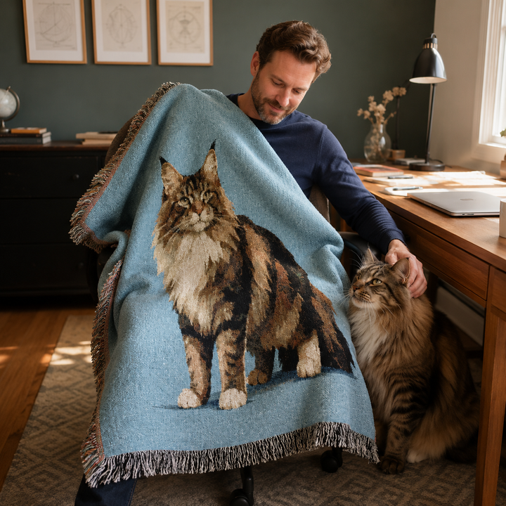 Custom Woven Pet Portrait Blanket – 100% Cotton Keepsake