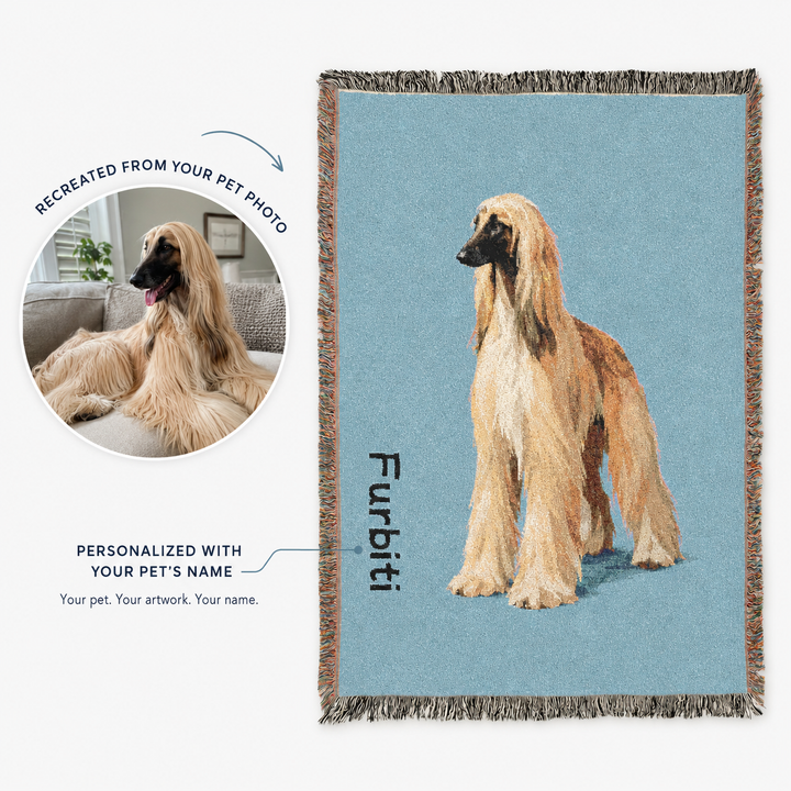 Custom Woven Pet Portrait Blanket – 100% Cotton Keepsake