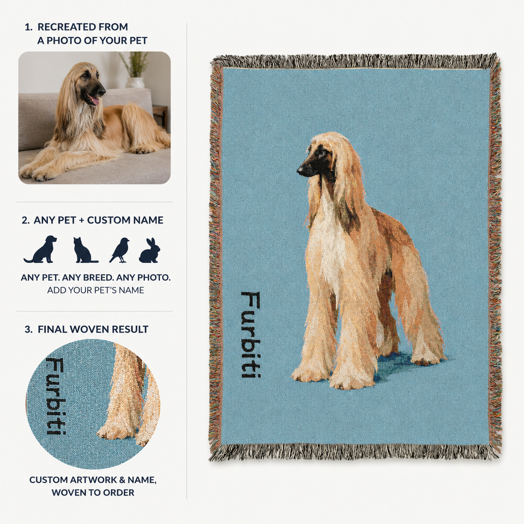 Custom Woven Pet Portrait Blanket – 100% Cotton Keepsake