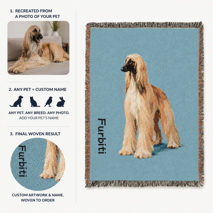Custom Woven Pet Portrait Blanket – 100% Cotton Keepsake