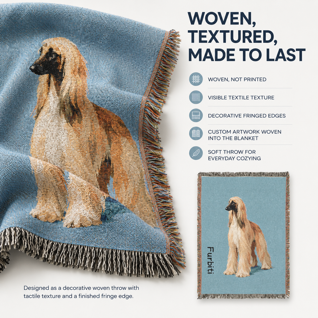 Custom Woven Pet Portrait Blanket – 100% Cotton Keepsake