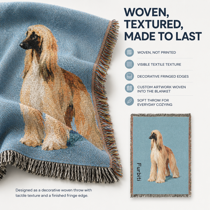 Custom Woven Pet Portrait Blanket – 100% Cotton Keepsake
