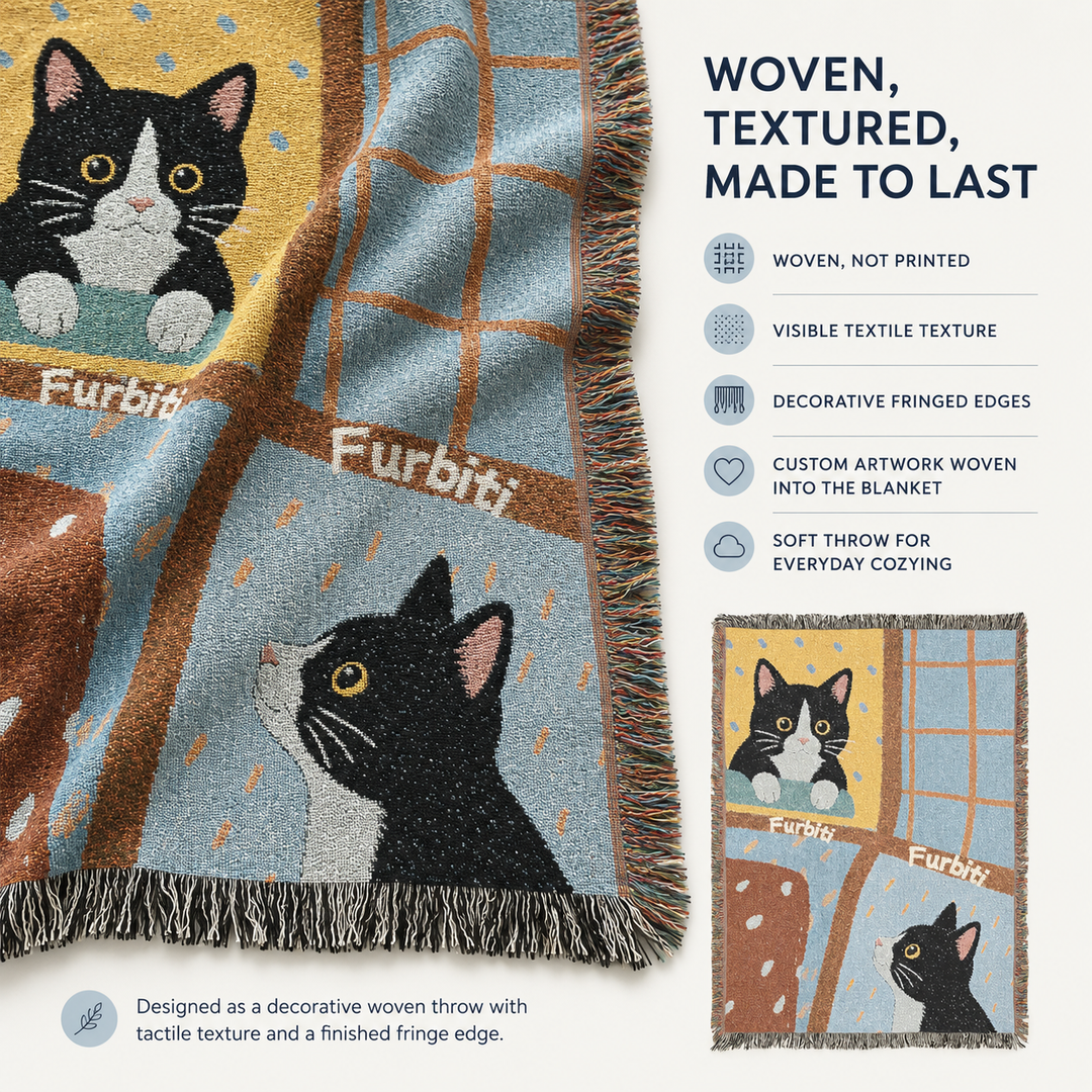 Custom Patchwork Pet Woven Blanket – Personalized Cotton Throw
