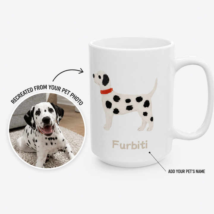 Custom Pet Portrait Mug – Personalized Ceramic Coffee Cup