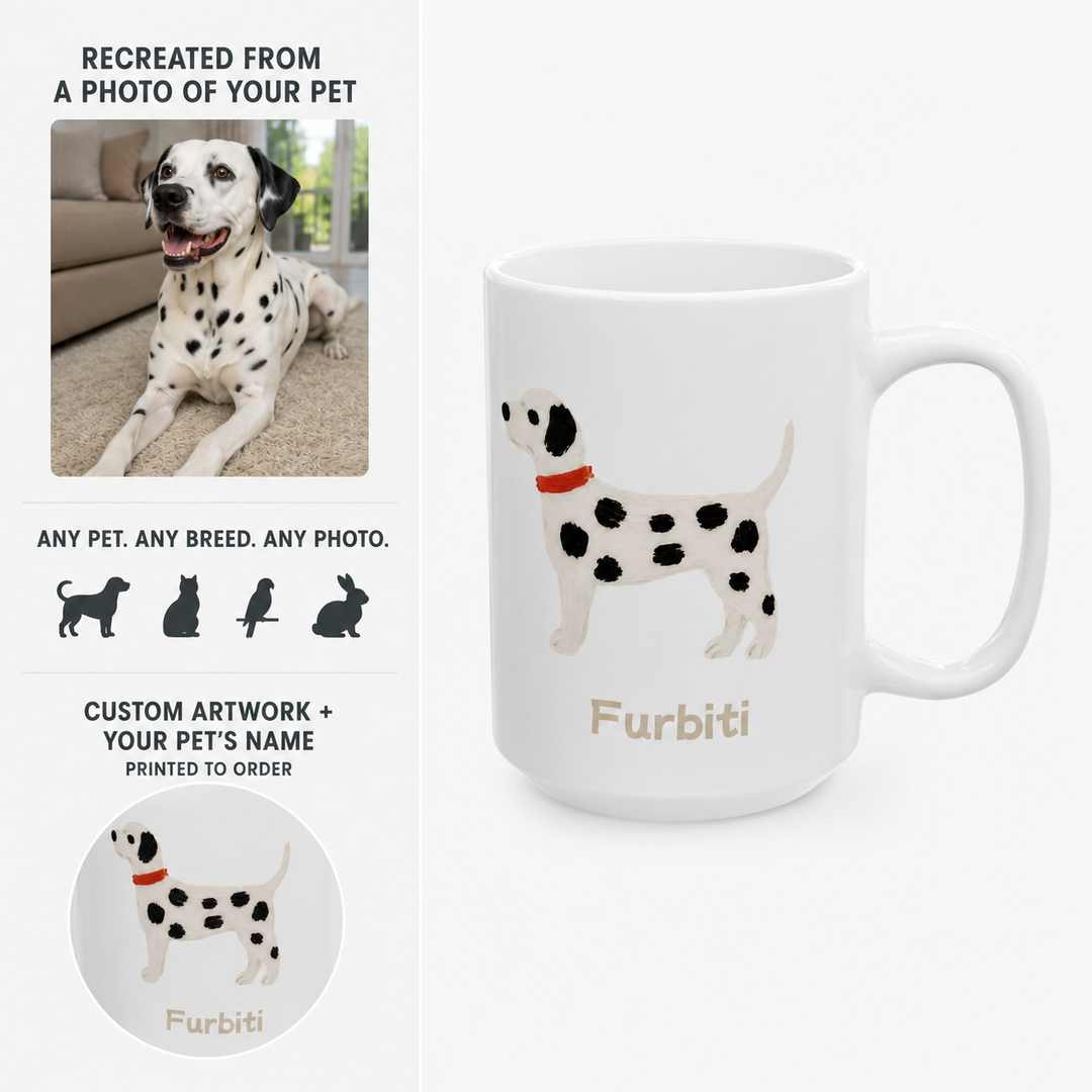 Custom Pet Portrait Mug – Personalized Ceramic Coffee Cup