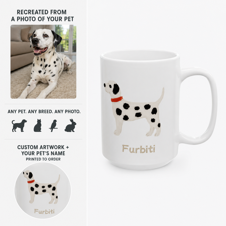 Custom Pet Portrait Mug – Personalized Ceramic Coffee Cup