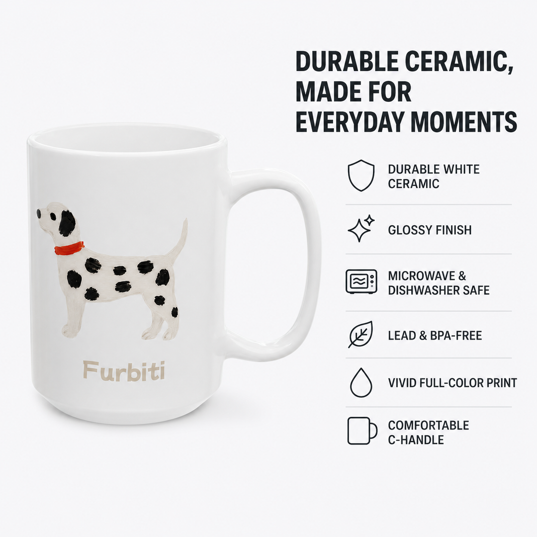 Custom Pet Portrait Mug – Personalized Ceramic Coffee Cup