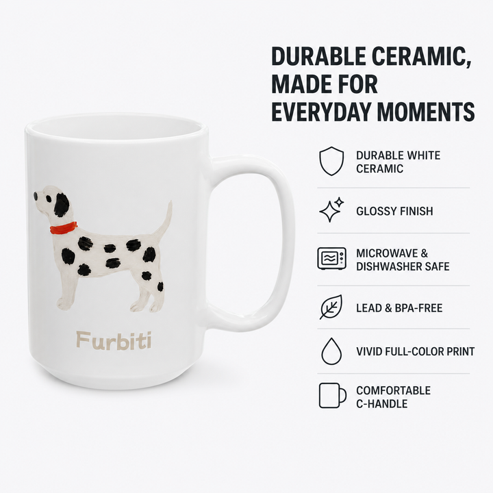 Custom Pet Portrait Mug – Personalized Ceramic Coffee Cup