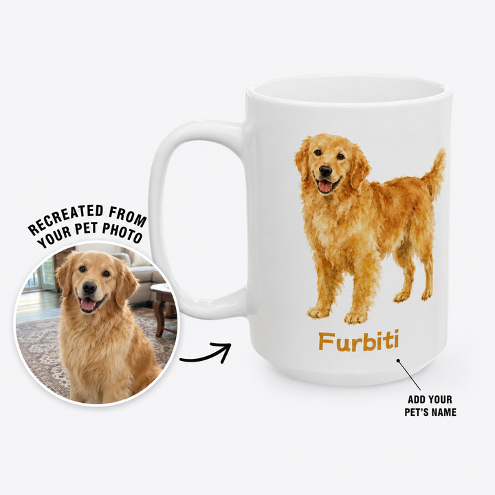 Custom Pet Portrait Mug – Personalized Minimal Ceramic Cup