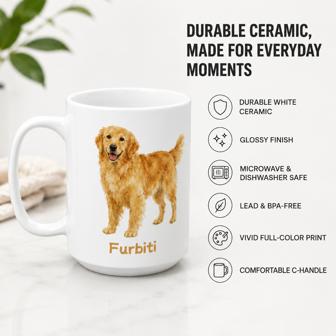 Custom Pet Portrait Mug – Personalized Minimal Ceramic Cup