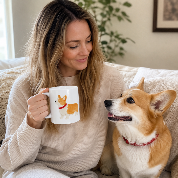 Custom Pet Portrait Mug – Personalized Ceramic Coffee Cup