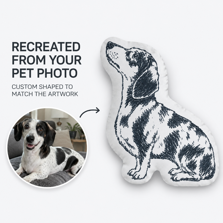Custom Sketch Pet Shaped Pillow – Personalized Photo Cushion