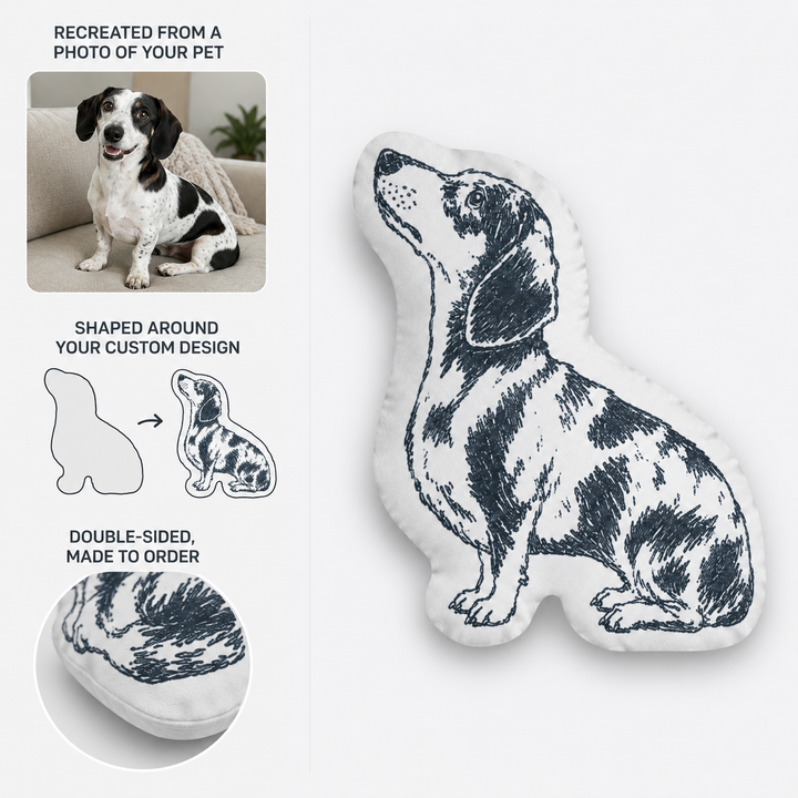 Custom Sketch Pet Shaped Pillow – Personalized Photo Cushion