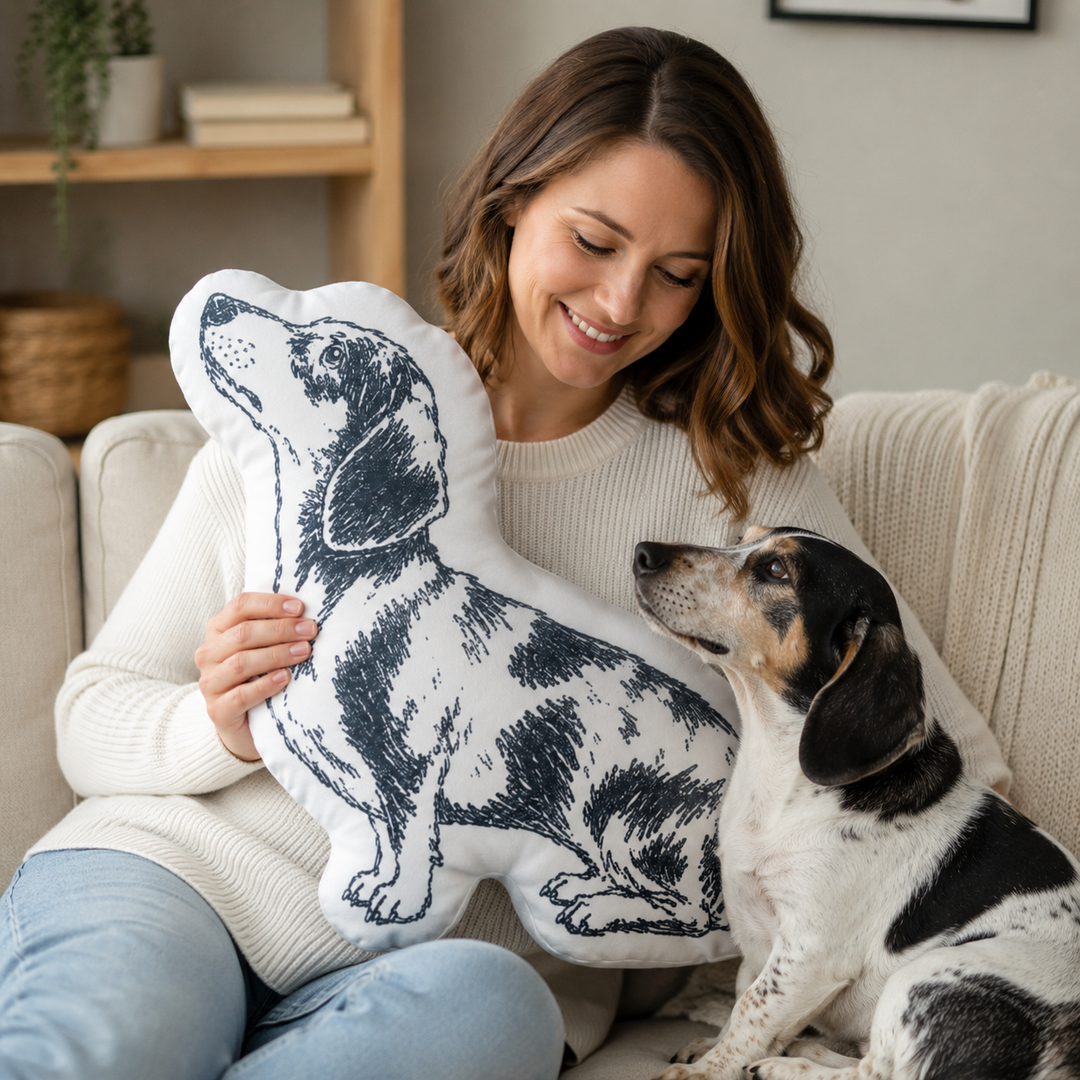 Custom Sketch Pet Shaped Pillow – Personalized Photo Cushion