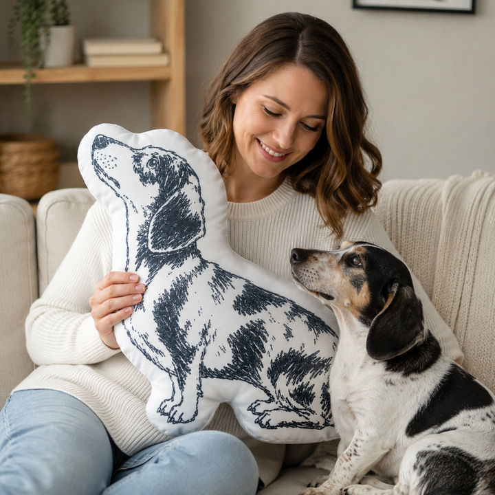 Custom Sketch Pet Shaped Pillow – Personalized Photo Cushion