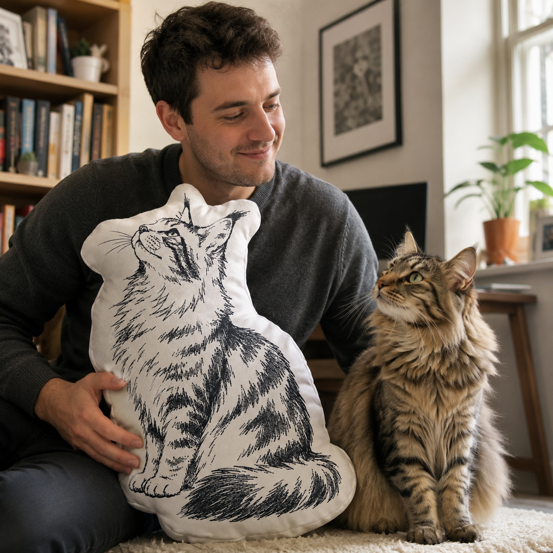 Custom Sketch Pet Shaped Pillow – Personalized Photo Cushion