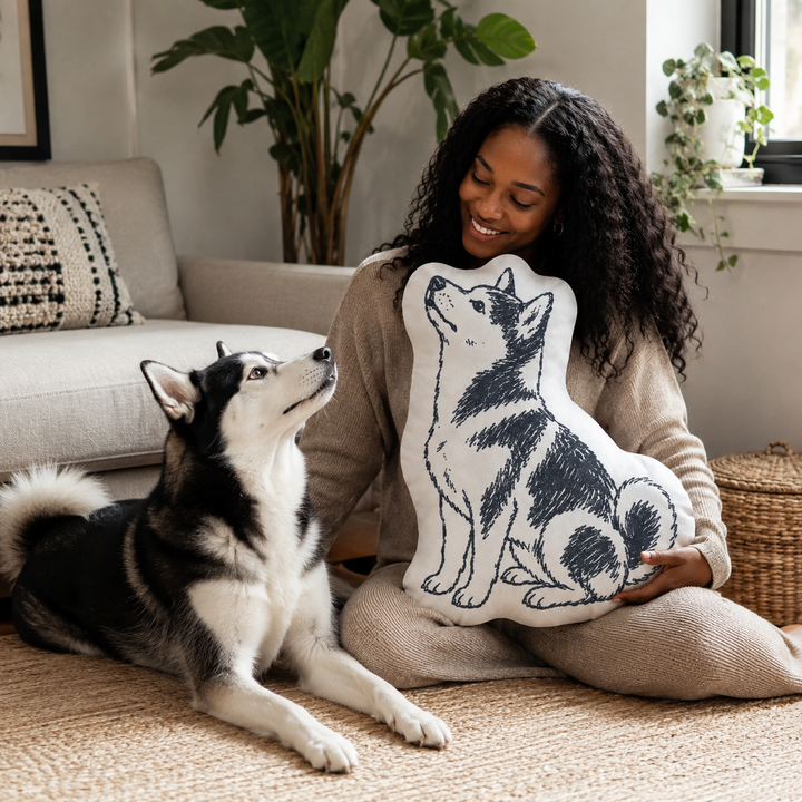Custom Sketch Pet Shaped Pillow – Personalized Photo Cushion