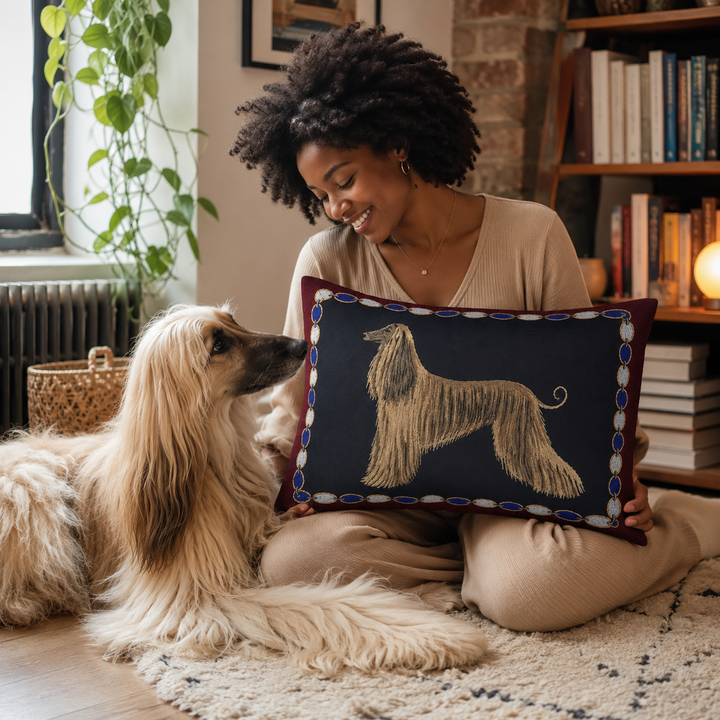Custom Vintage Pet Portrait Lumbar Pillow – Personalized 20" × 14" Cushion