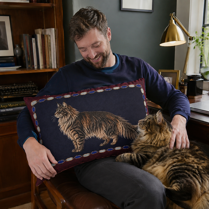 Custom Vintage Pet Portrait Lumbar Pillow – Personalized 20" × 14" Cushion