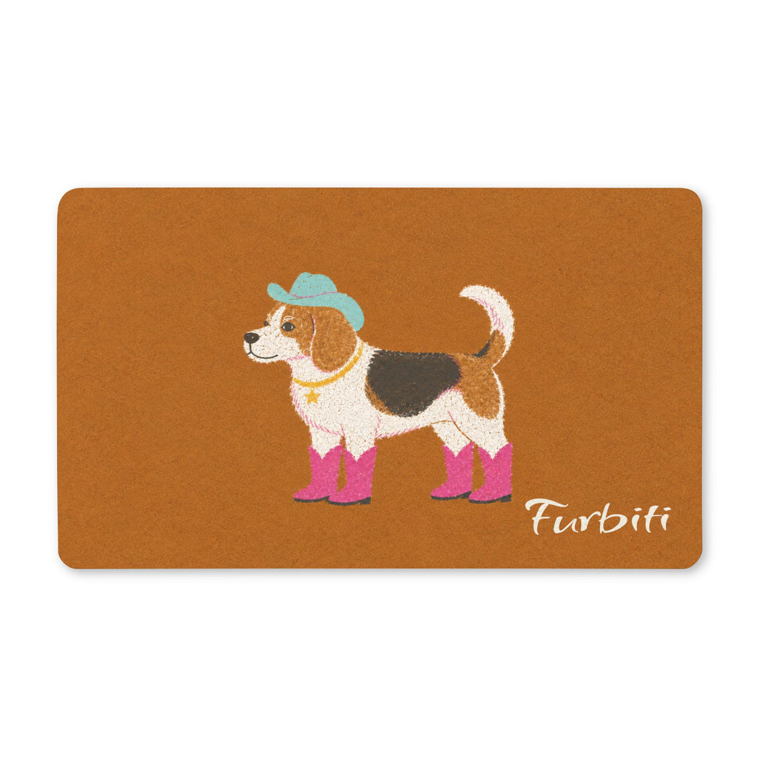 Custom Beagle doormat flat product view on brown background
